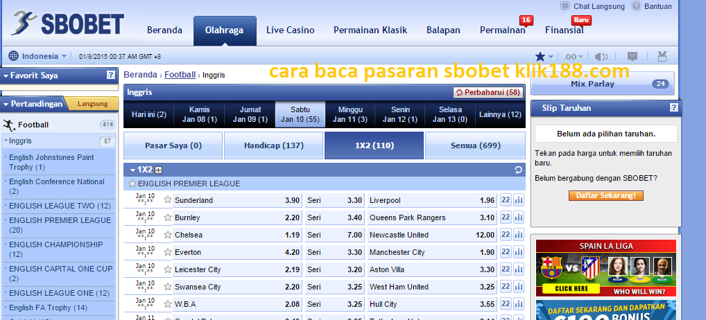 Cara Membaca pasaran SBOBET bola